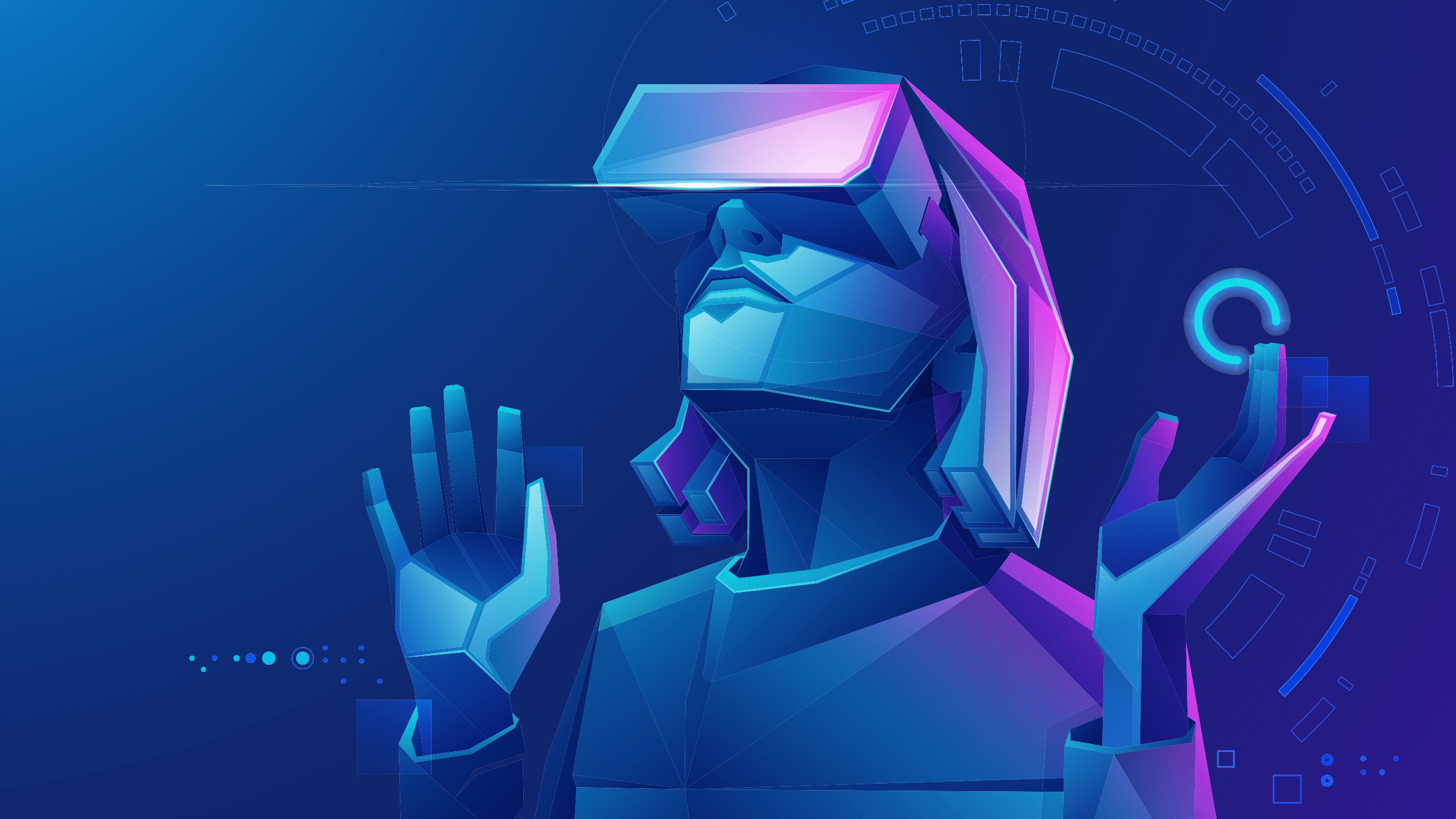 An illustration of a person in a VR headset looking pensive